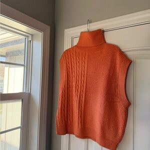Vibrant Orange Cowl Neck Sweater